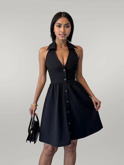 Halter Neck Sleeveless Mini Dress