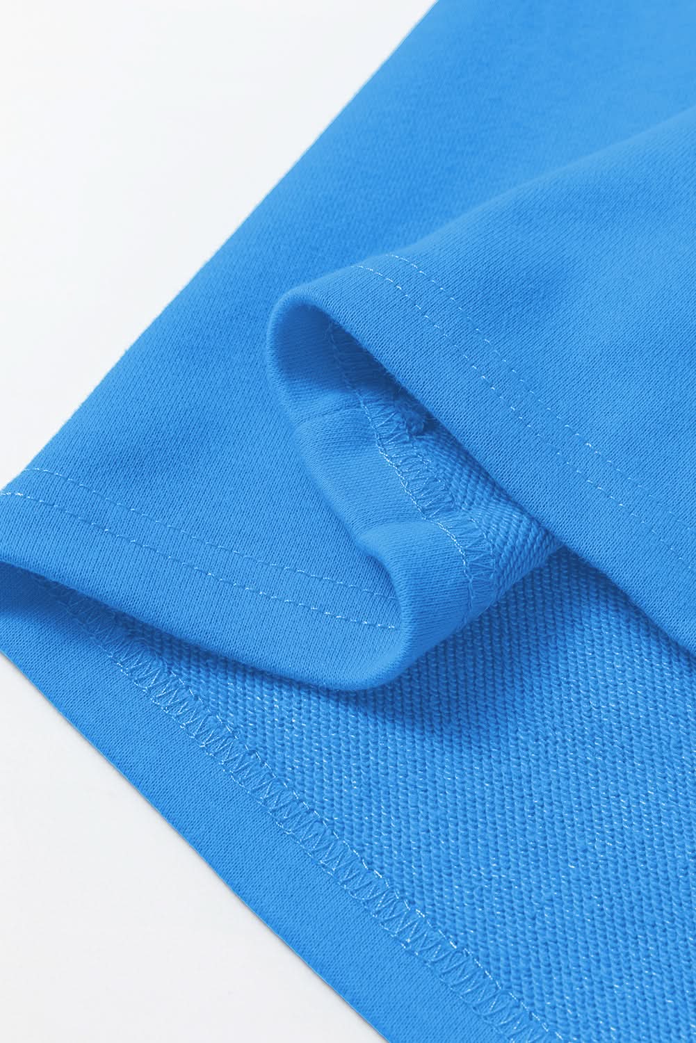 Sky Blue Solid Color Drop Shoulder Long Sleeve Basic Sweatshirt Sky Blue 50%Polyester+50%Cotton