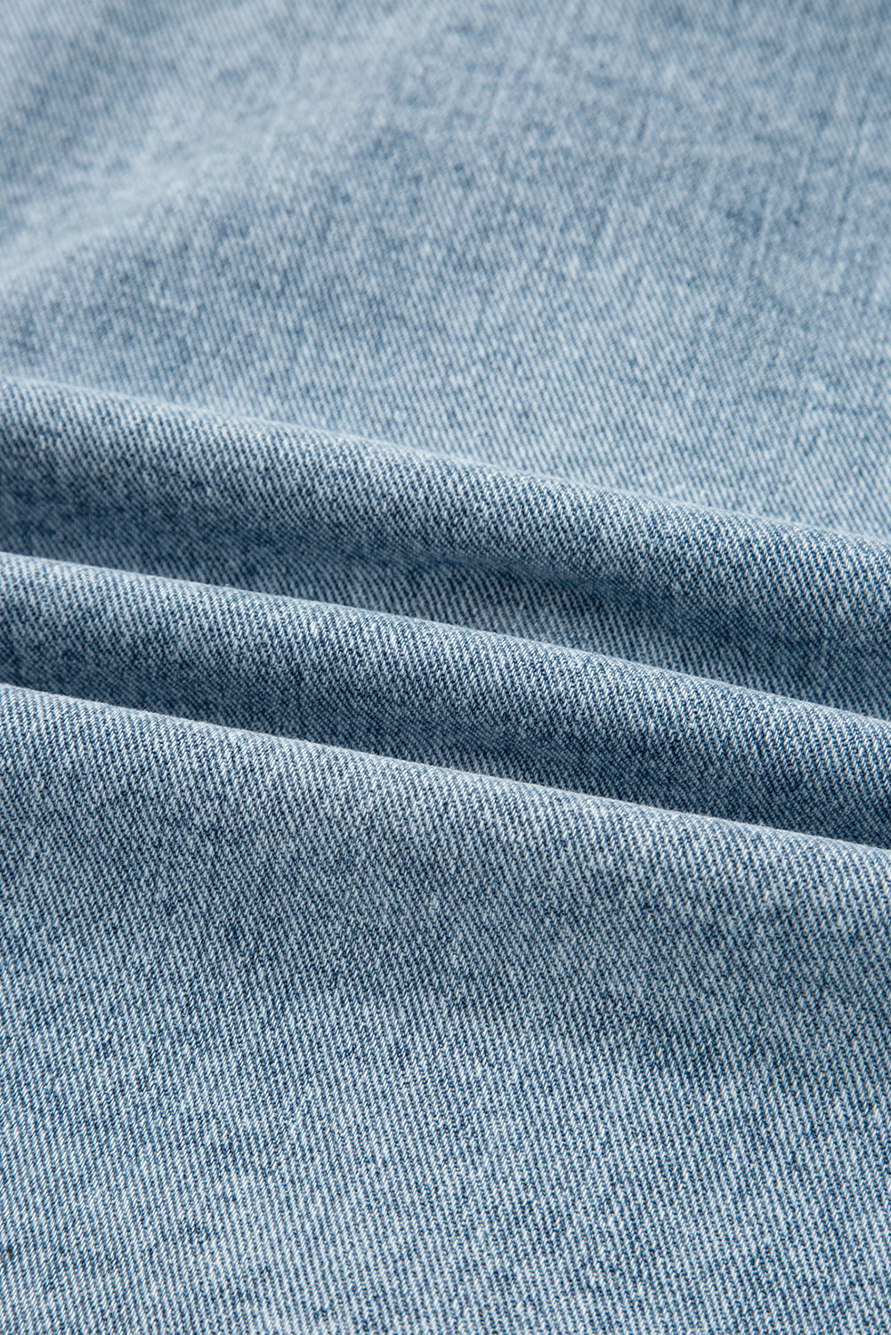 Sail Blue Scallop Trim Collar Patched Pocket Button Up Denim Jacket Myosotis 75%Cotton+25%Polyester