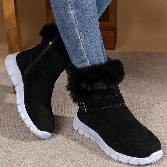 Round Toe Platform Buckle Boots