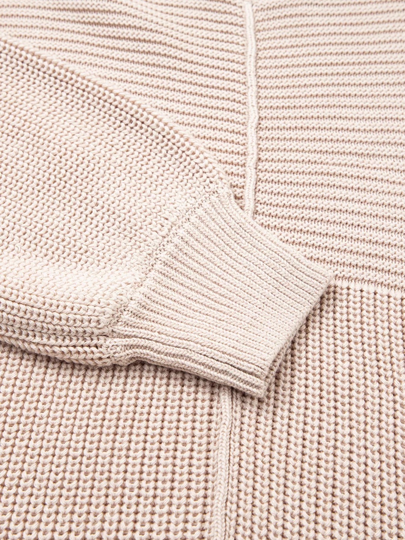 Texture Knitted Dropped Shoulder Sweater Khaki