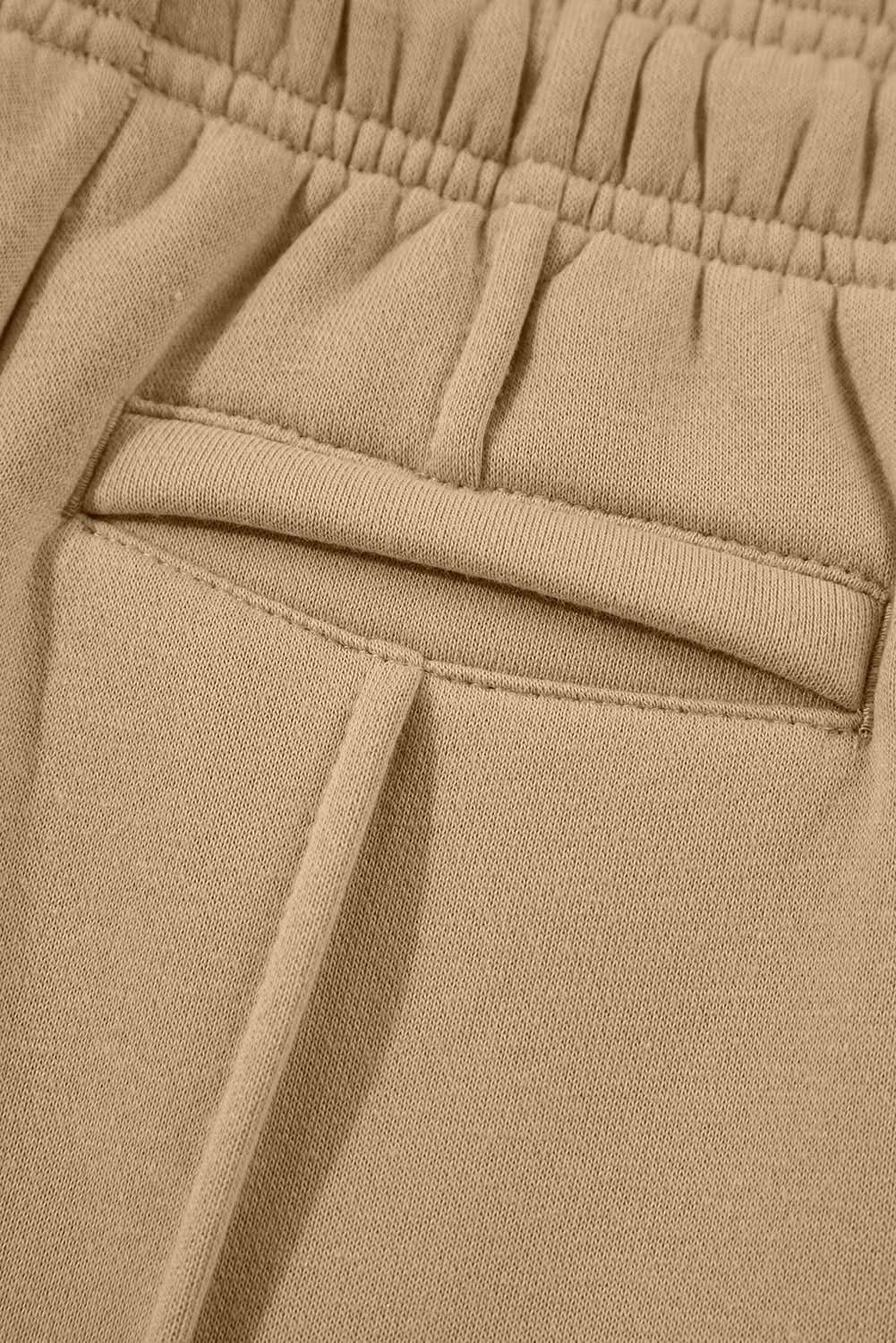 Smoke Gray Exposed Seam Drawstring High Waist Wide Leg Pants Smoke Gray 50%Polyester+50%Cotton