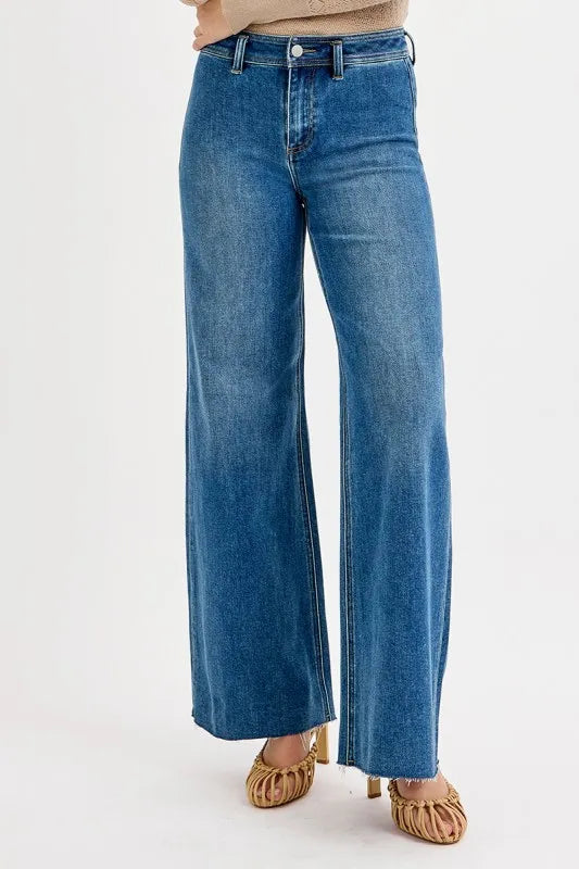 RISEN High-Waisted Wide Leg Jeans Medium