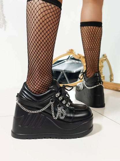 Lace Up Platform Wedge Sneakers