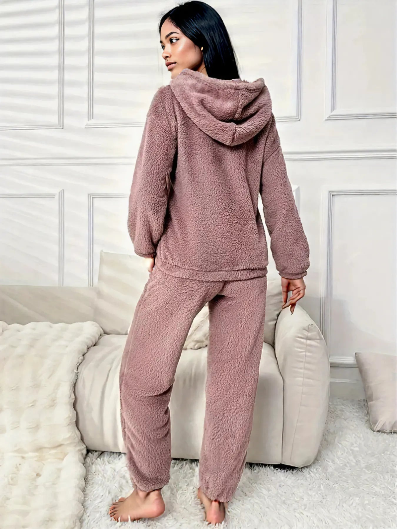 Kangaroo Pocket Long Sleeve Hoodie and Pants Lounge Set