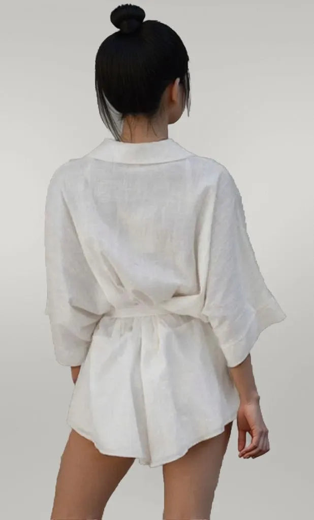 Collared Neck Half Sleeve Romper