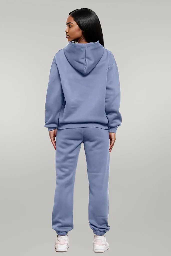 Drop Shoulder Long Sleeve Hoodie and Pants Set