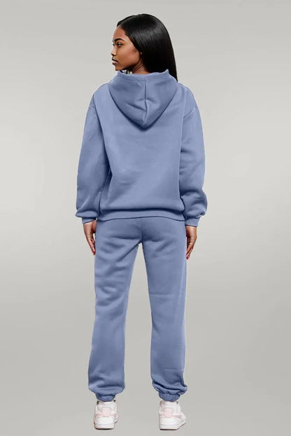 Drop Shoulder Long Sleeve Hoodie and Pants Set