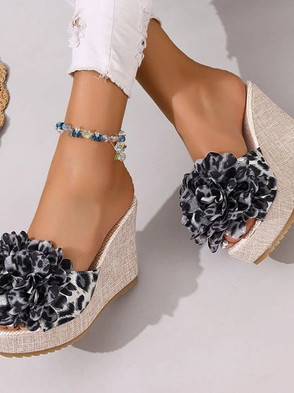 Open Toe Platform Wedge Sandals Black