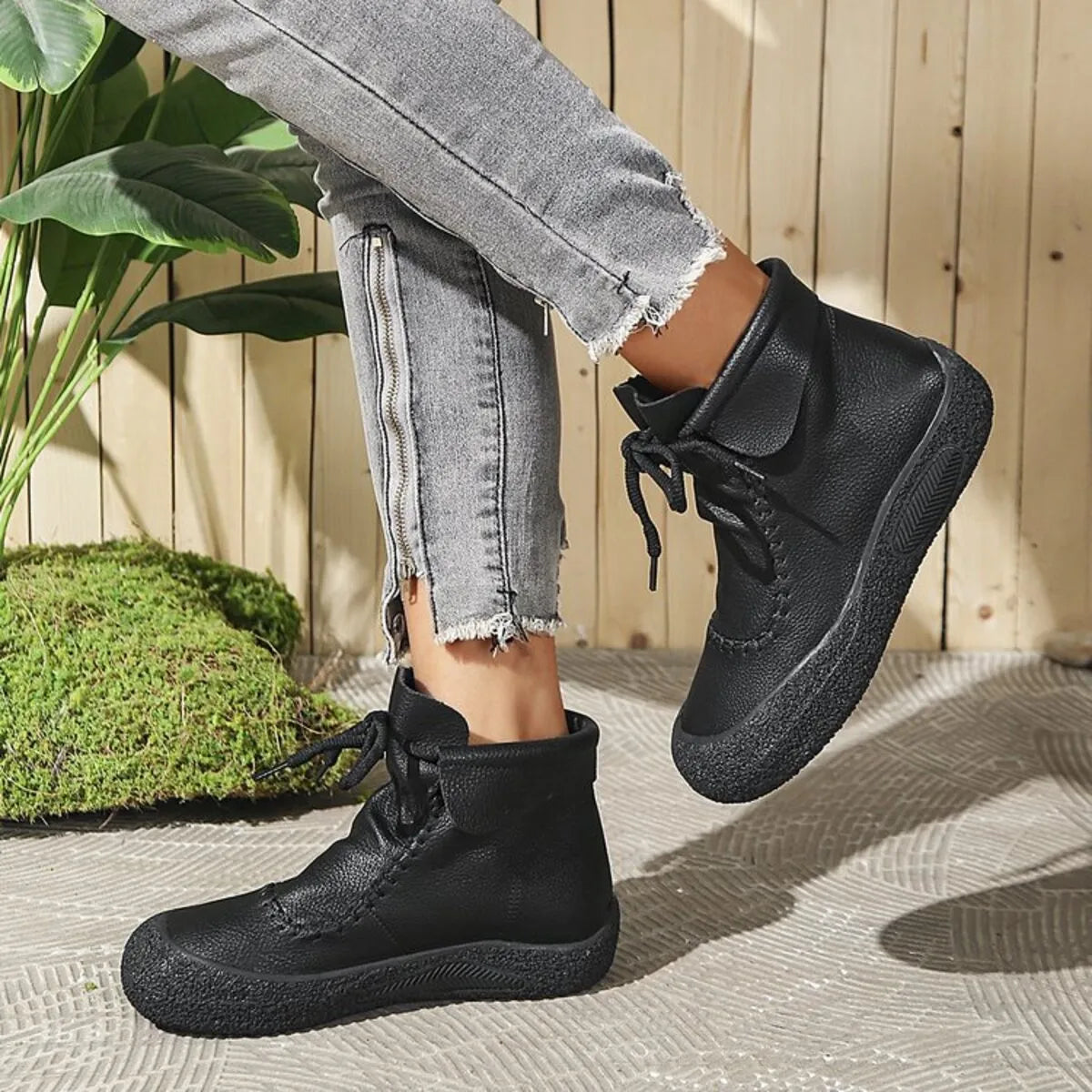 Lace-Up Platform Ankle Boots