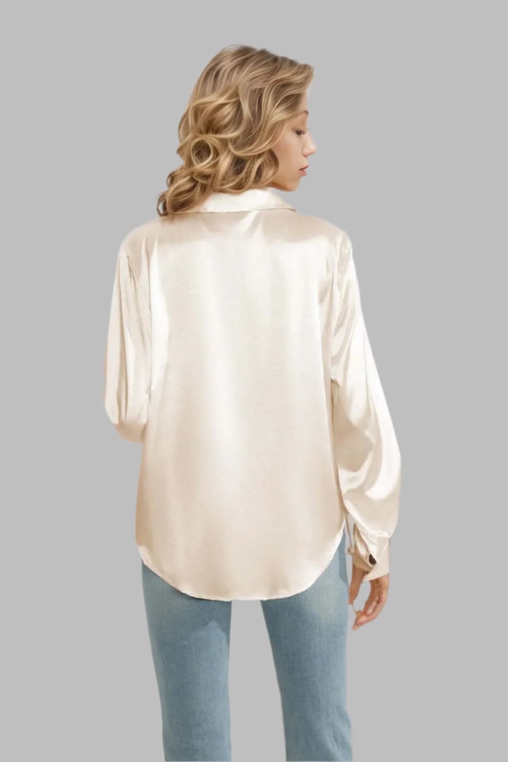 Lapel Collar Button Up Long Sleeve Shirt