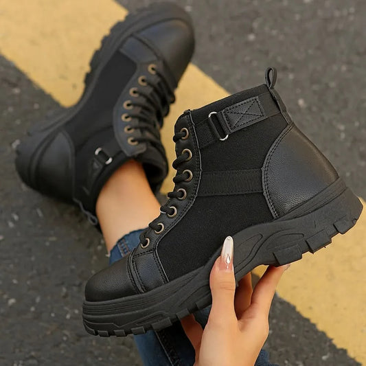 Dodgy Round-Toe Lace-Up Boots