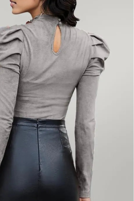 Mock Neck Puff Sleeve Bodysuit