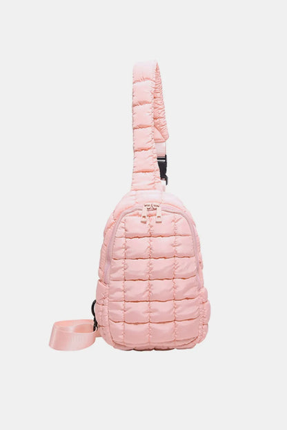 Quilted Nylon Crossbody Bag Blush Pink One Size