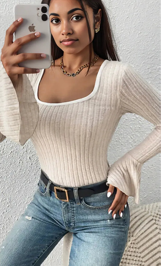Scoop Neck Long Sleeve T-Shirt