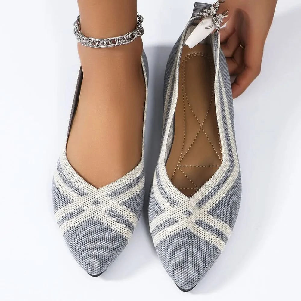 Point Toe Flats Slip-Ons Light Gray