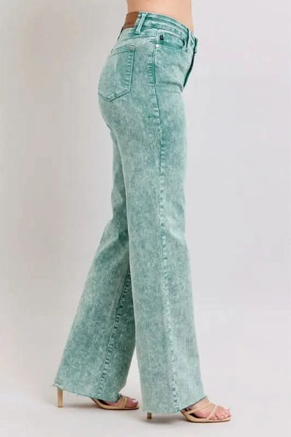 Judy Blue Full Size High Waist Garment Dyed Raw Hem Dad Jean