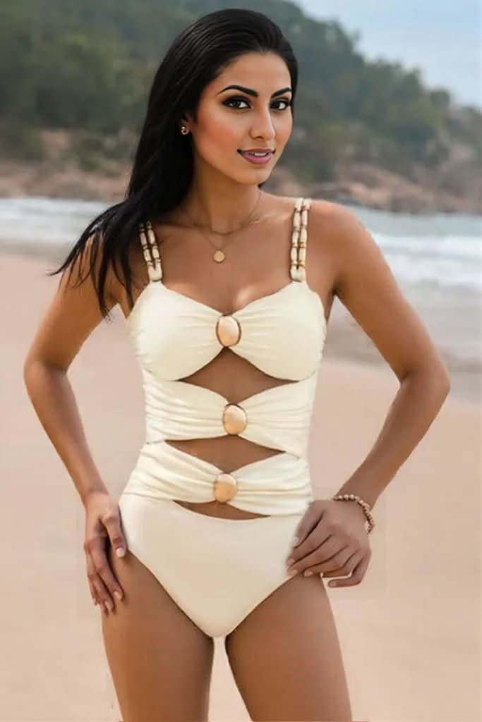 Cutout Ruched Sweetheart Neck One-Piece Swimwear