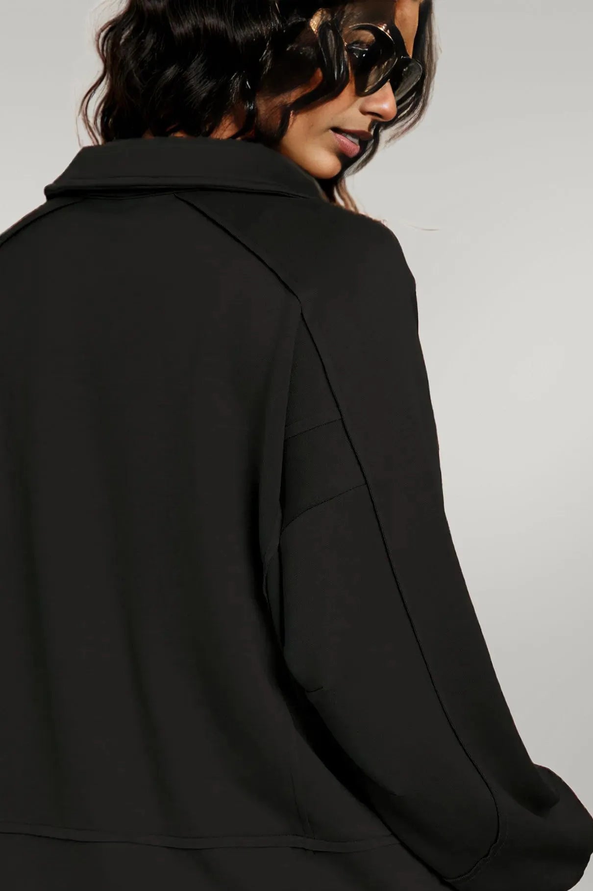 Umgee Collared Neck Long Sleeve Top with Raw Hem Detail