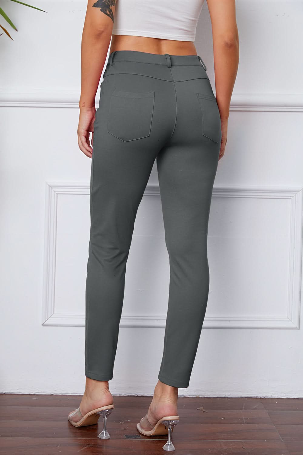 StretchyStitch Pants by Basic Bae Dark Gray