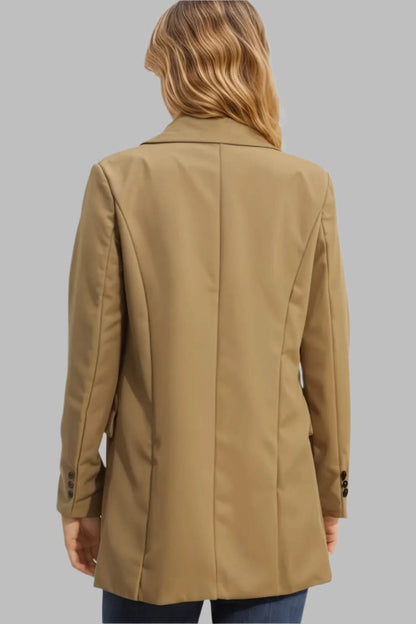 Lapel Neck Long Sleeve Blazer with Pockets