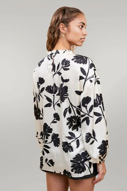 Annie Wear Frill Printed Balloon Sleeve Blouse