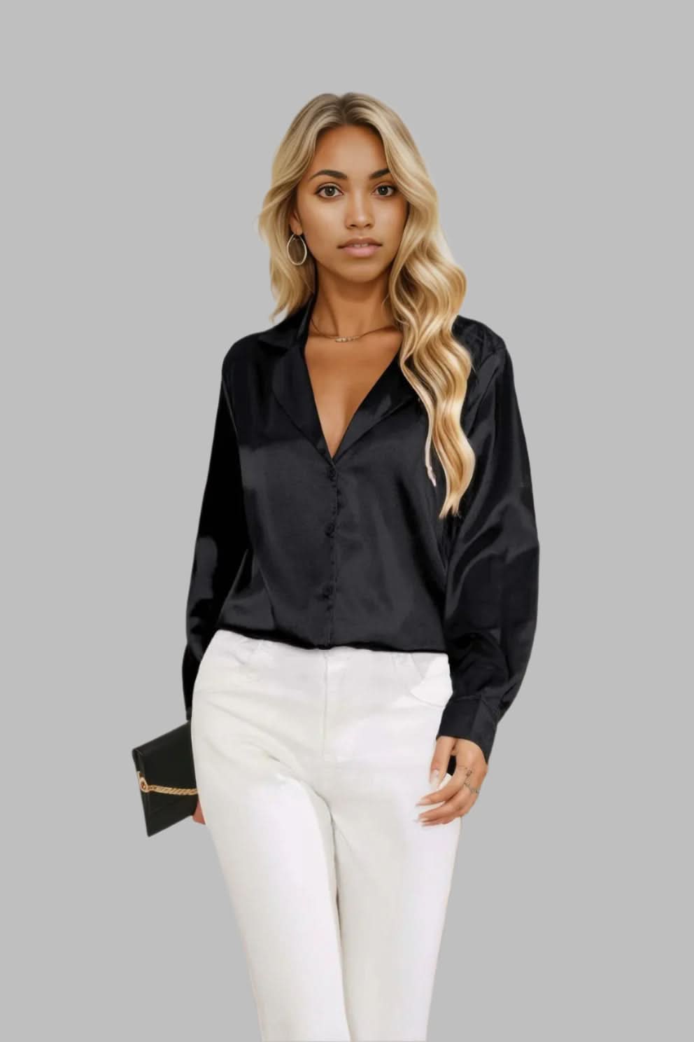 Lapel Collar Button Up Long Sleeve Shirt