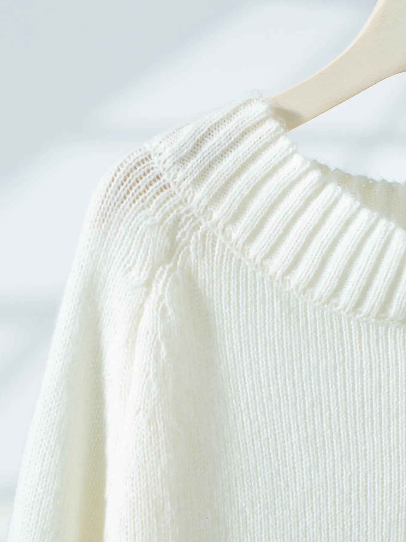 Ribbed Knit Boat Neck Sweater White
