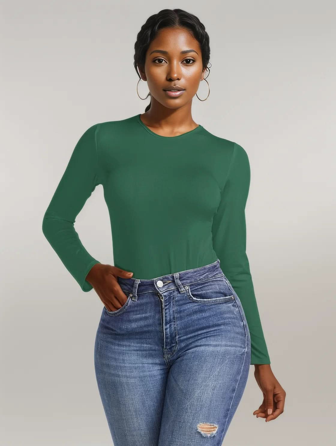 Round Neck Long Sleeve Bodysuit