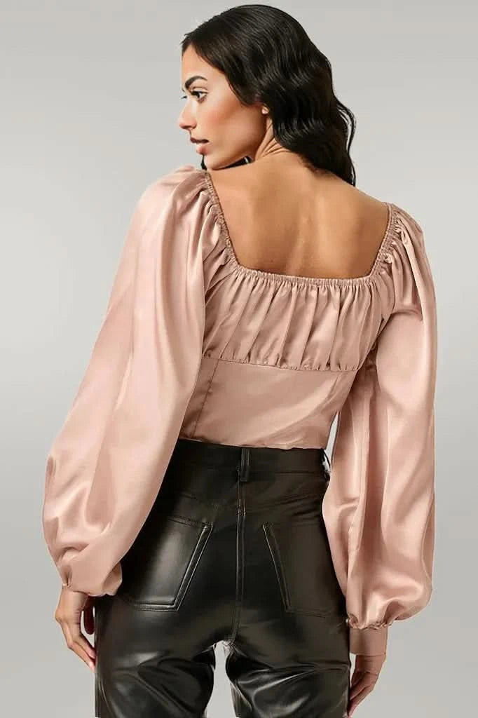 Mittoshop Satin Square Neck Blouse