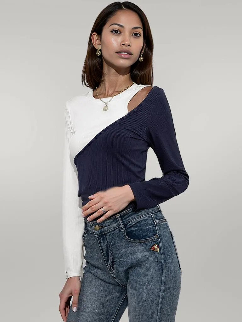 Ivy Lane Cropped Contrast Color Round Neck Short Sleeve Tee