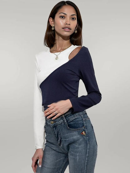 Ivy Lane Cropped Contrast Color Round Neck Short Sleeve Tee