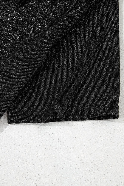Black Bow Decor Glittery Short Sleeve Top Black 71.5%Polyamide+23.9%Metallized fibres+4.6%Elastane