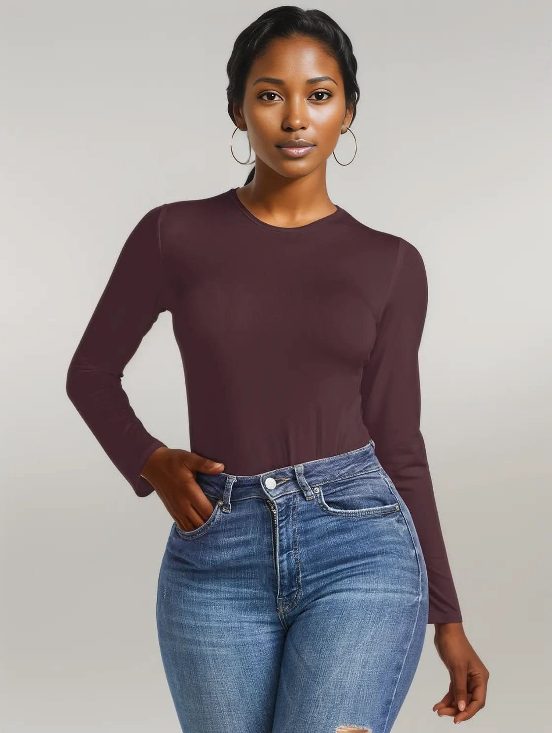 Round Neck Long Sleeve Bodysuit