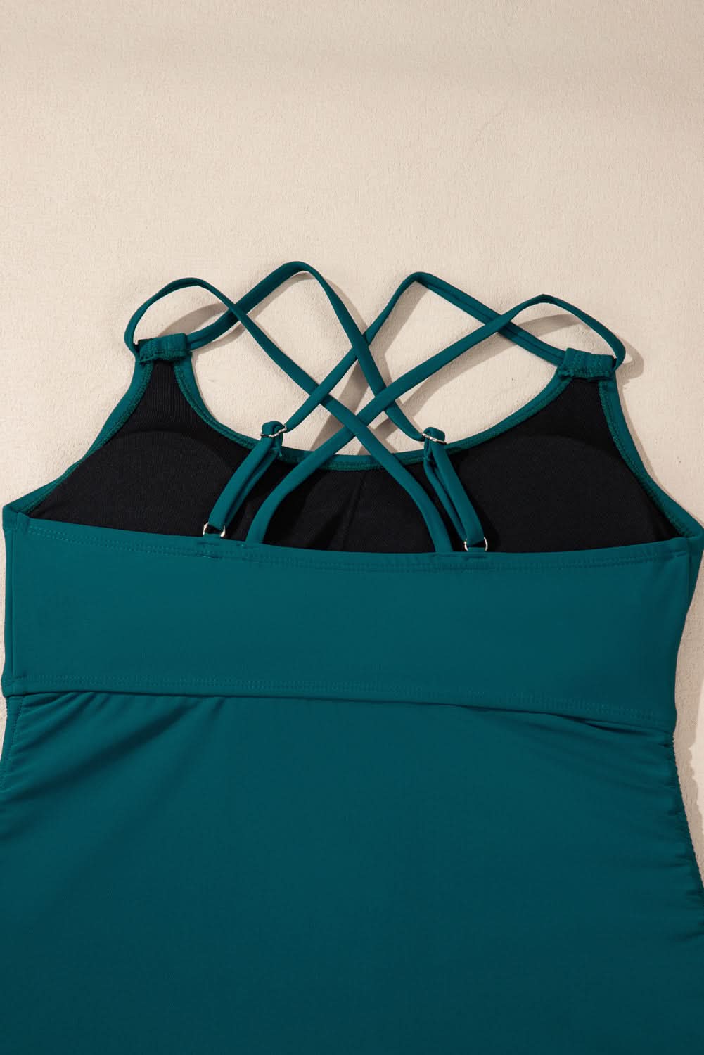 Mineral Red Drawstring Tummy Control Mix-and-match 2pcs Tankini Swimsuit Sea Green 82%Polyamide+18%Elastane