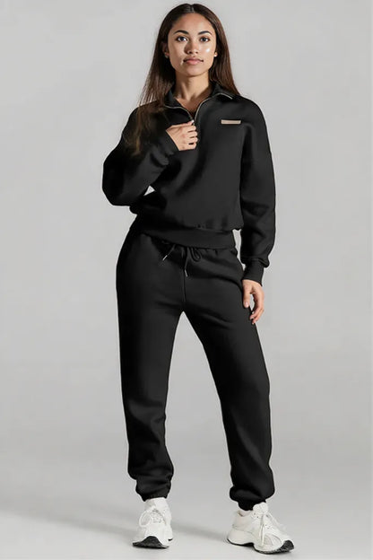 Quarter Zip Top and Drawstring Pants Active Set