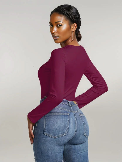 Round Neck Long Sleeve Bodysuit