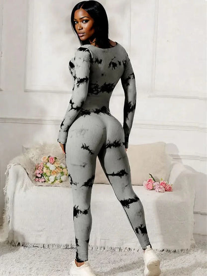 Scoop Neck Long Sleeve Active Jumpsuit