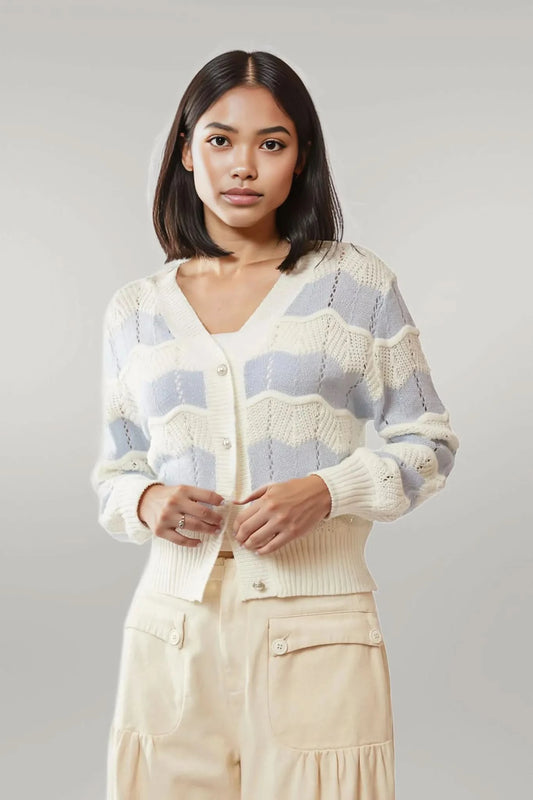 Davi & Dani Button Up Front V Neckline Cardigan Sweater