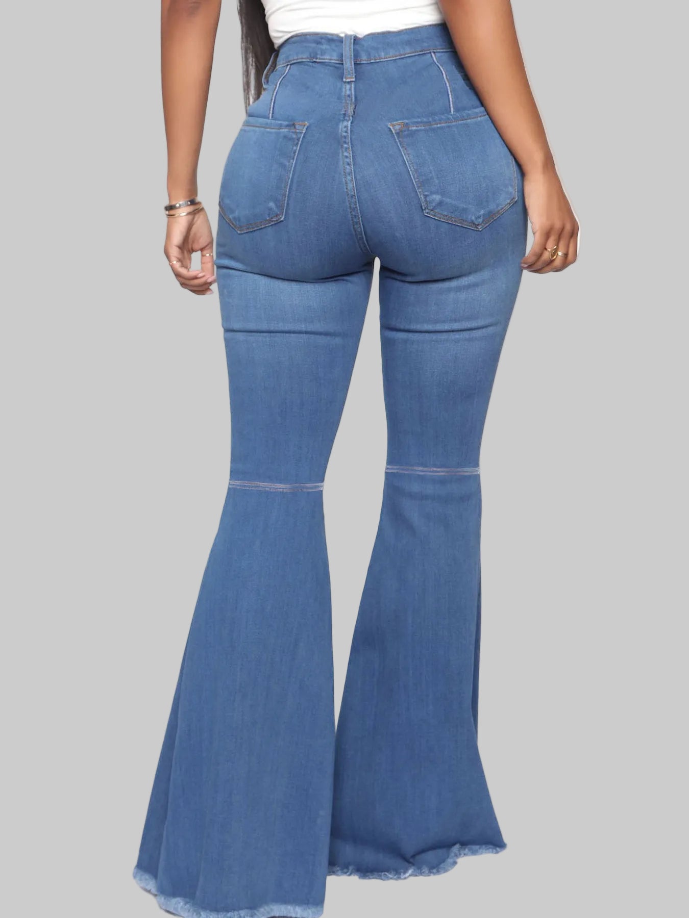 Full Size High-Waisted Raw Hem Flare Jeans