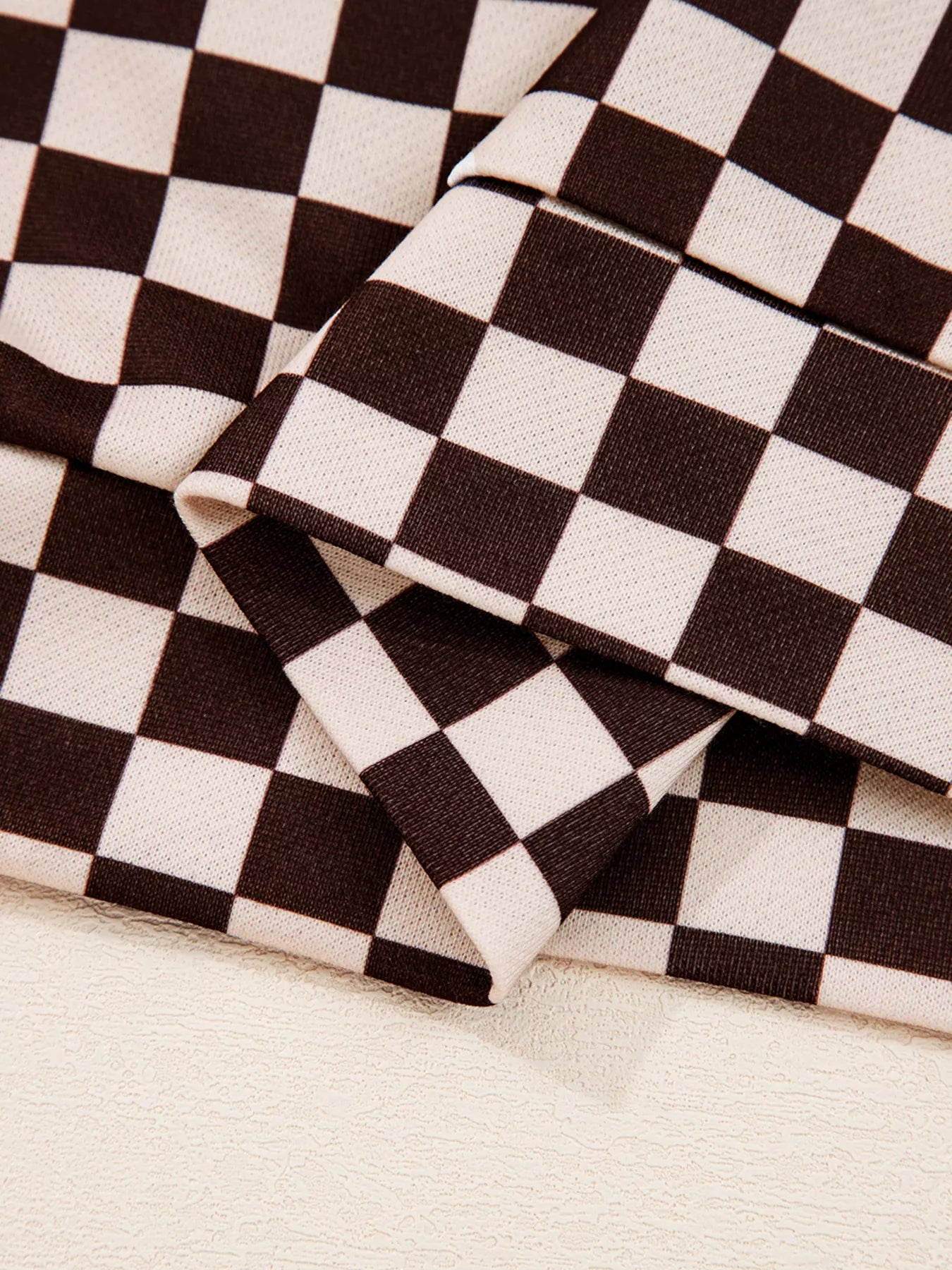 Checkered Drawstring Hoodie and Pants Set Plaid