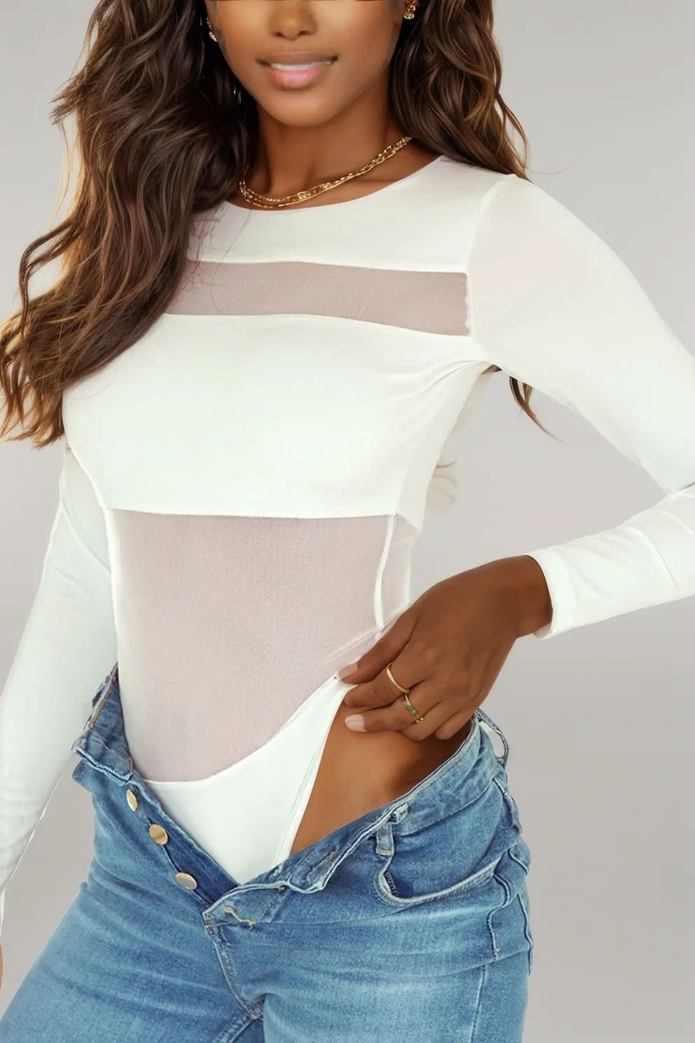 Round Neck Long Sleeve Bodysuit