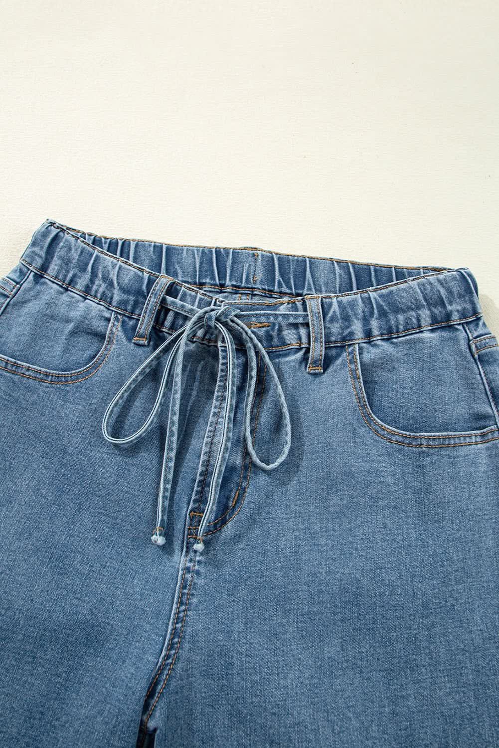 Dusk Blue Medium Wash Super Wide Leg Denim Pants Dusk Blue