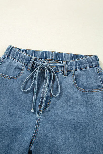 Dusk Blue Medium Wash Super Wide Leg Denim Pants Dusk Blue