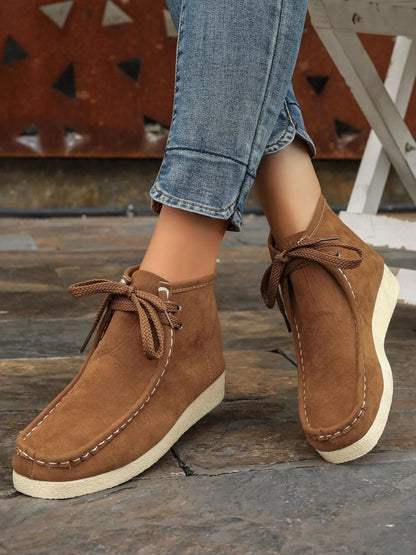 Lace Up Wedge Ankle Boots