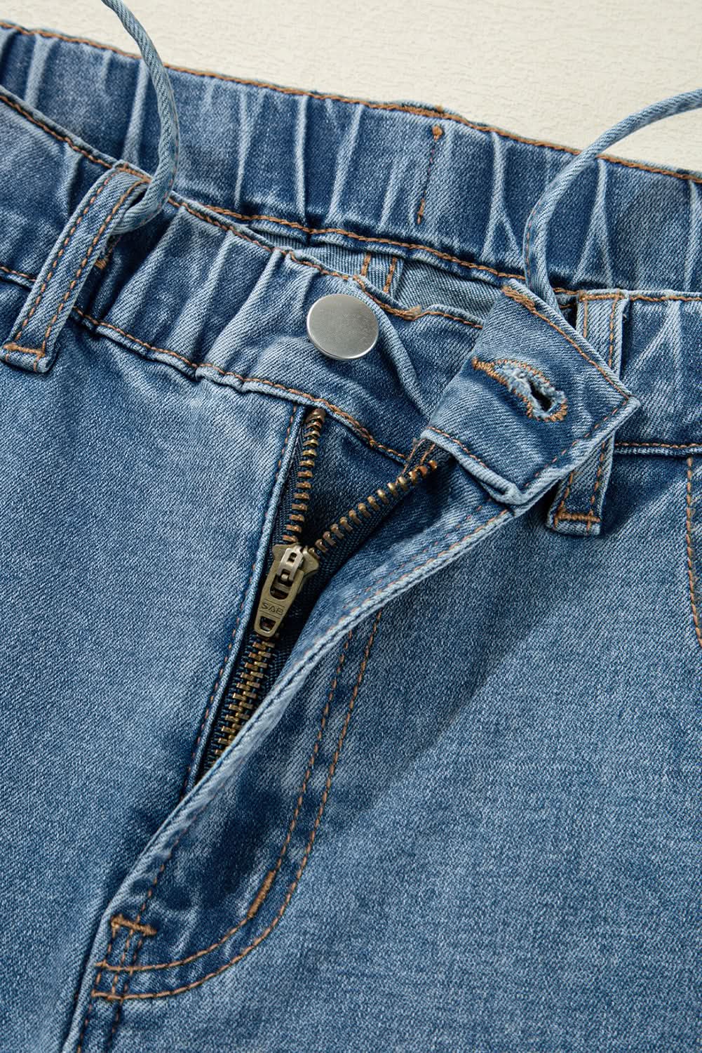 Dusk Blue Medium Wash Super Wide Leg Denim Pants Dusk Blue