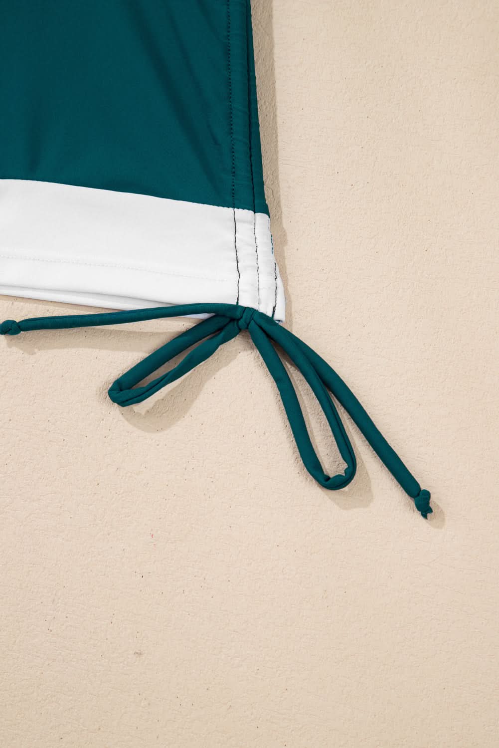 Mineral Red Drawstring Tummy Control Mix-and-match 2pcs Tankini Swimsuit Sea Green 82%Polyamide+18%Elastane