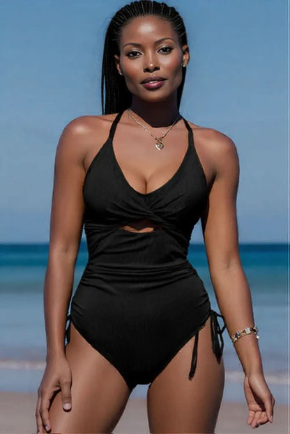 Cutout V-Neck Spaghetti Strap One-Piece Swimwear