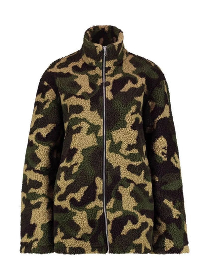 Camouflage Zip Up Oversized Jacket