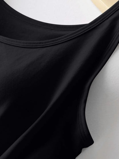 Round Neck Tank with Bra Black
